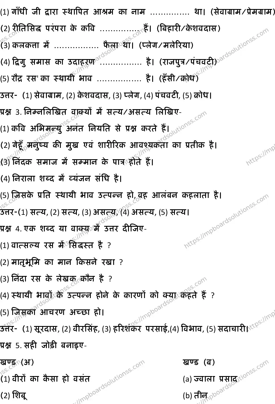 MP Board CLASS 10 HINDI-SPECIAL-SET-6 2020 Sample Paper Image 2