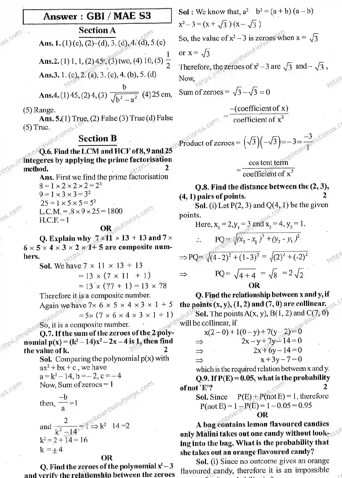 MP Board CLASS 10 MATHEM TICS Sample Paper Image 4