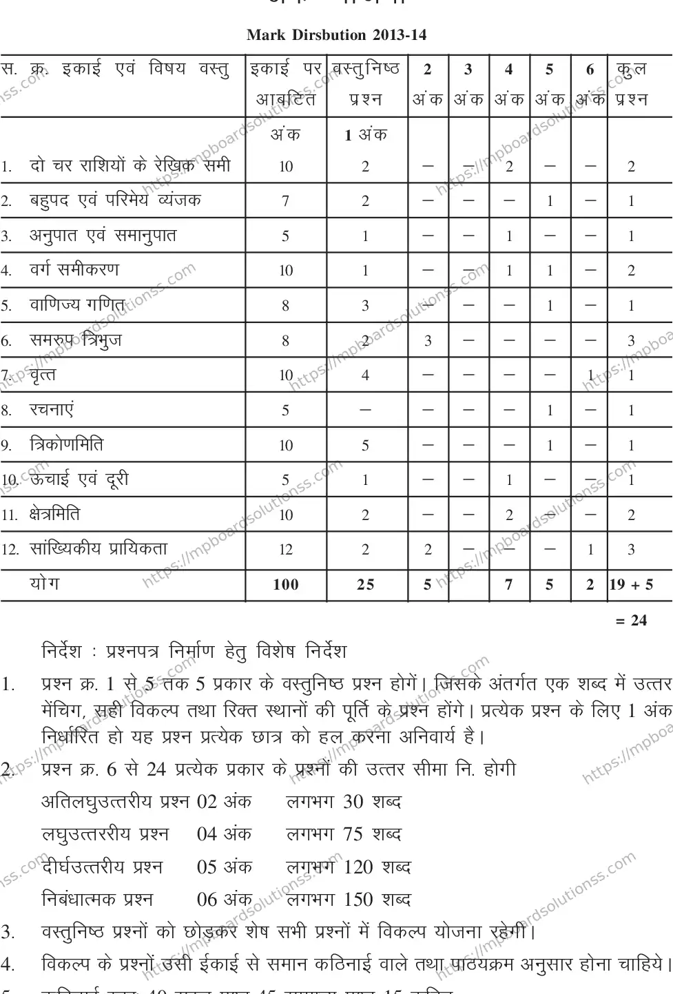 MP Board CLASS 10 MATHEMATICS-SET-4-3 0015 Sample Paper Image 12