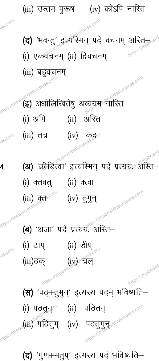 MP Board CLASS 10 SANSKRIT-GENERAL-LANGUAGE-SET-1-3 0016 Sample Paper Image 3