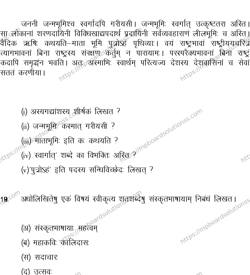 MP Board CLASS 10 SANSKRIT-GENERAL-LANGUAGE-SET-1-3 0016 Sample Paper Image 9