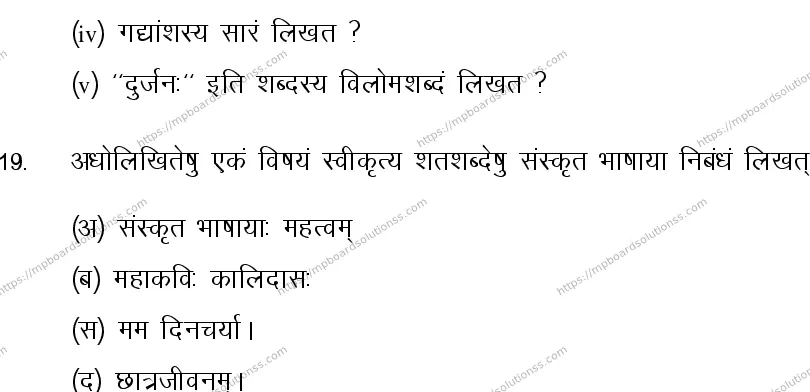 MP Board CLASS 10 SANSKRIT-GENERAL-LANGUAGE-SET-4-3 0019 Sample Paper Image 24