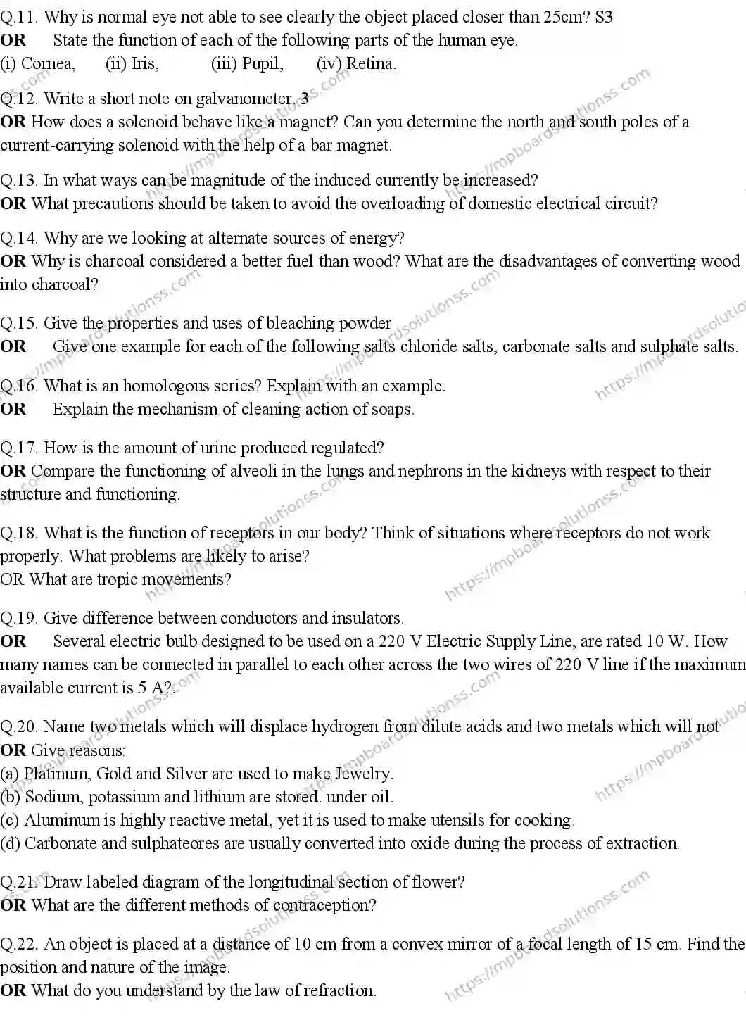 MP Board CLASS 10 SCIENCE-1 2019 Sample Paper Image 2