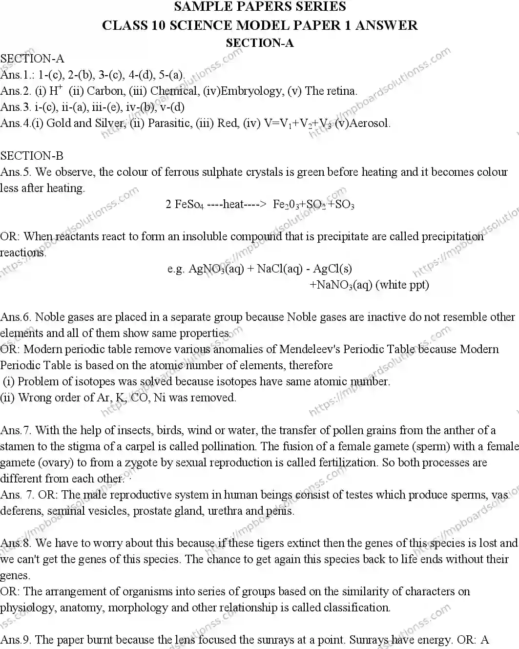 MP Board CLASS 10 SCIENCE-1-WITH-ANSWER-EM 2019 Sample Paper Image 3
