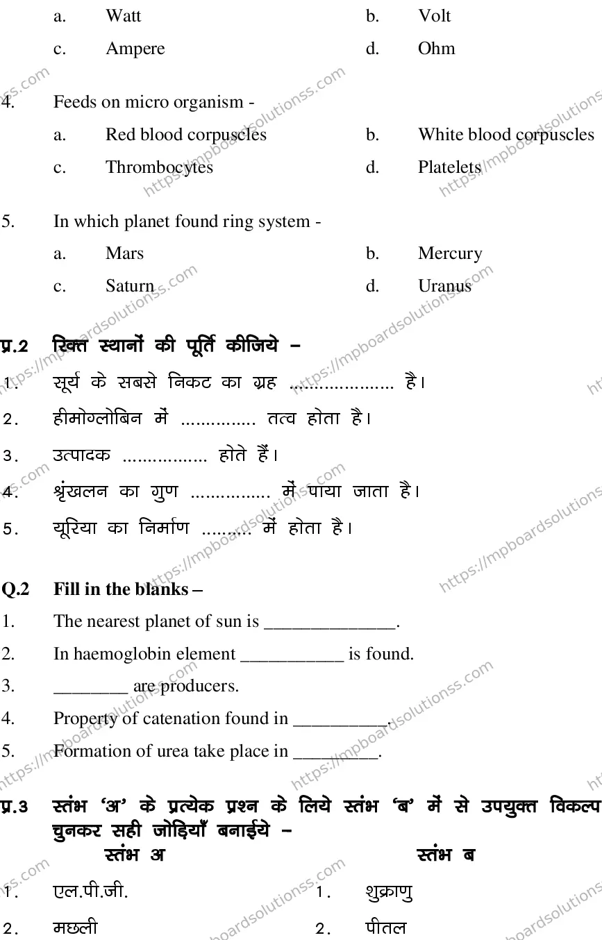 MP Board CLASS 10 SCIENCE-SET-1-3 0020 Sample Paper Image 3