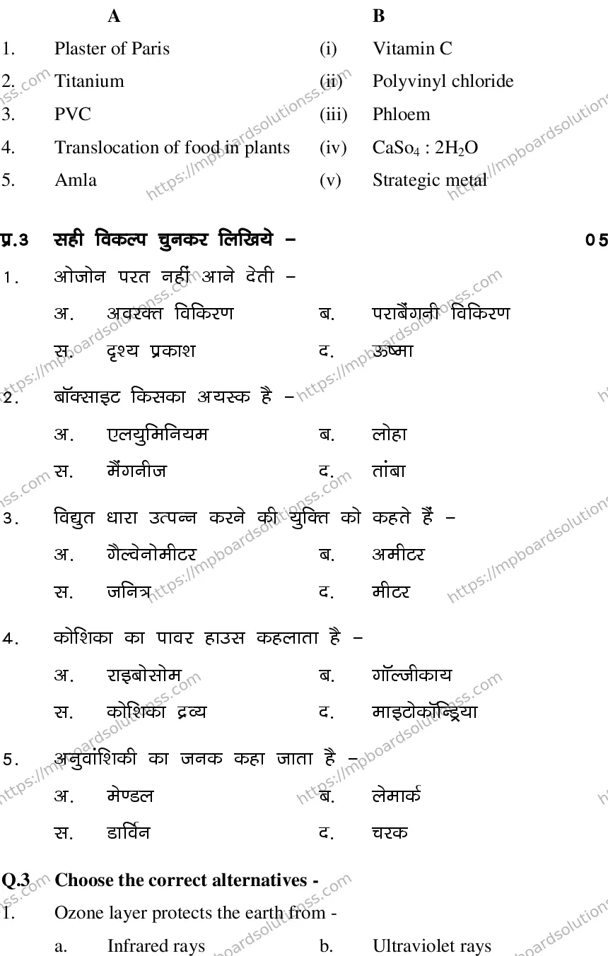 MP Board CLASS 10 SCIENCE-SET-2-3 0021 Sample Paper Image 3