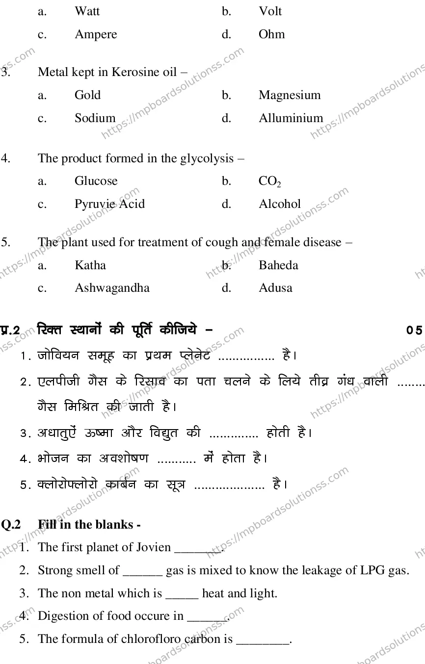 MP Board CLASS 10 SCIENCE-SET-3-3 0022 Sample Paper Image 3