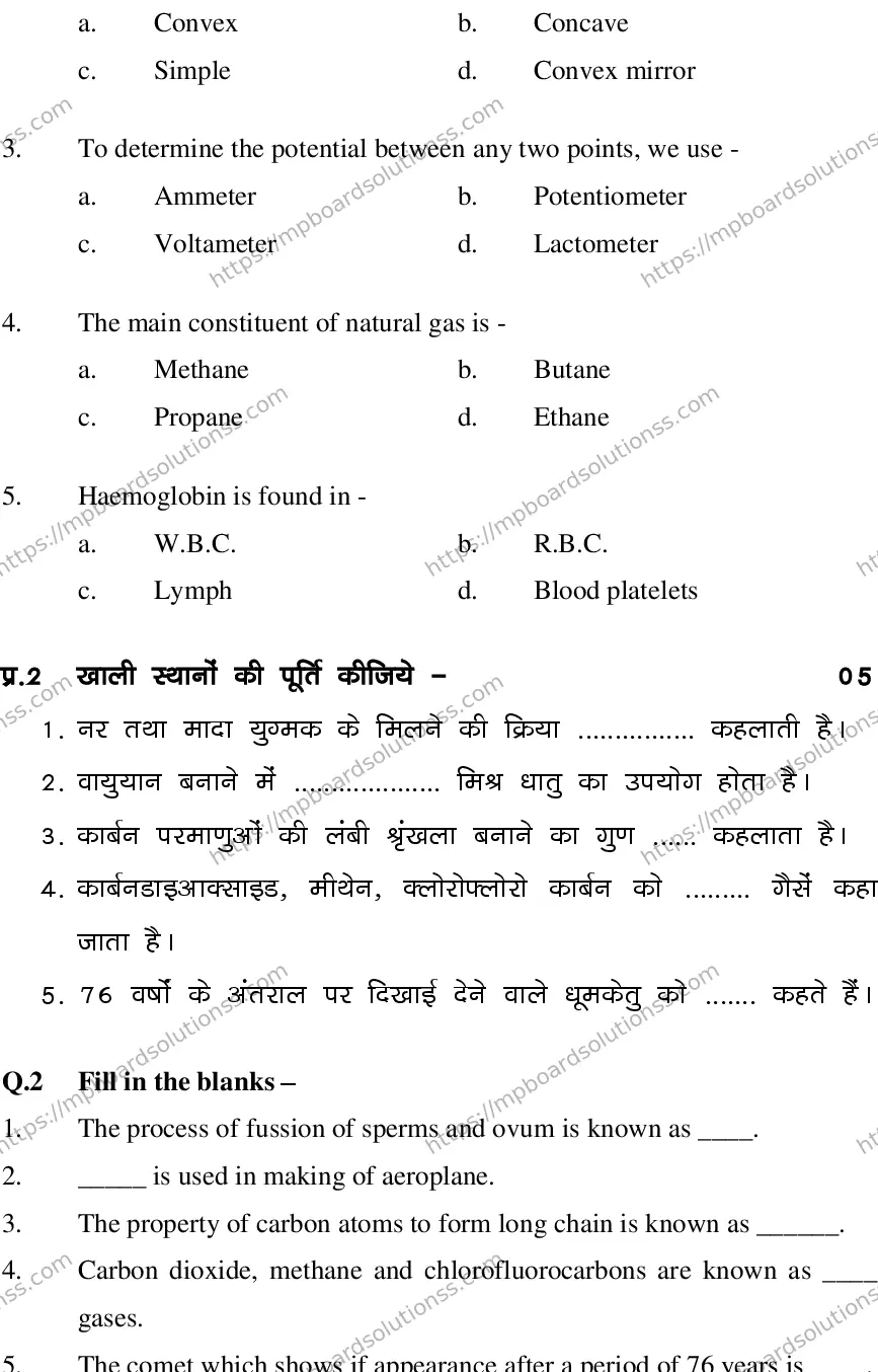 MP Board CLASS 10 SCIENCE-SET-4-3 0023 Sample Paper Image 3
