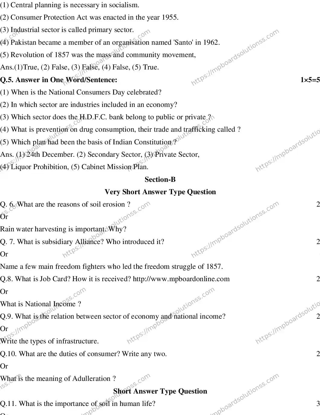 MP Board CLASS 10 SOCIAL-SCIENCE-(ENGLISH)-23 AN20 Sample Paper Image 2