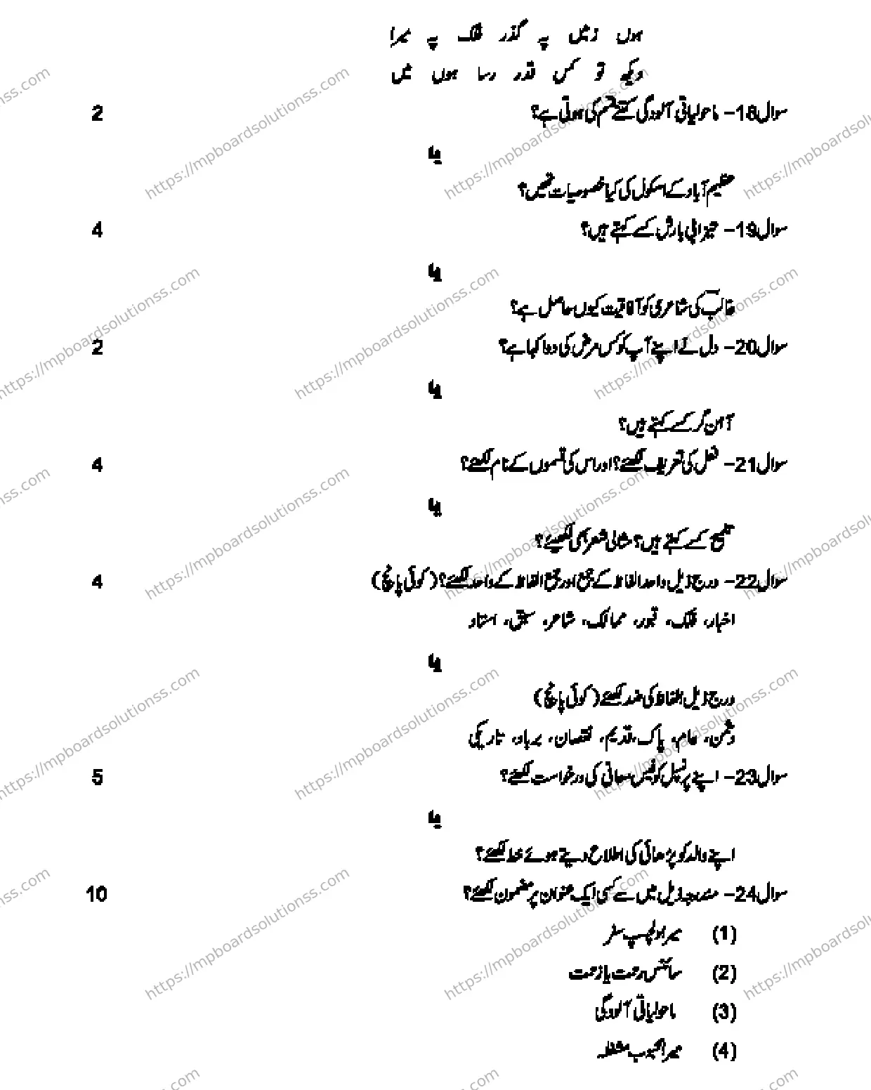 MP Board CLASS 10 URDU-SPECIAL-LANGUAGE-SET-1-3 2013 Sample Paper Image 5