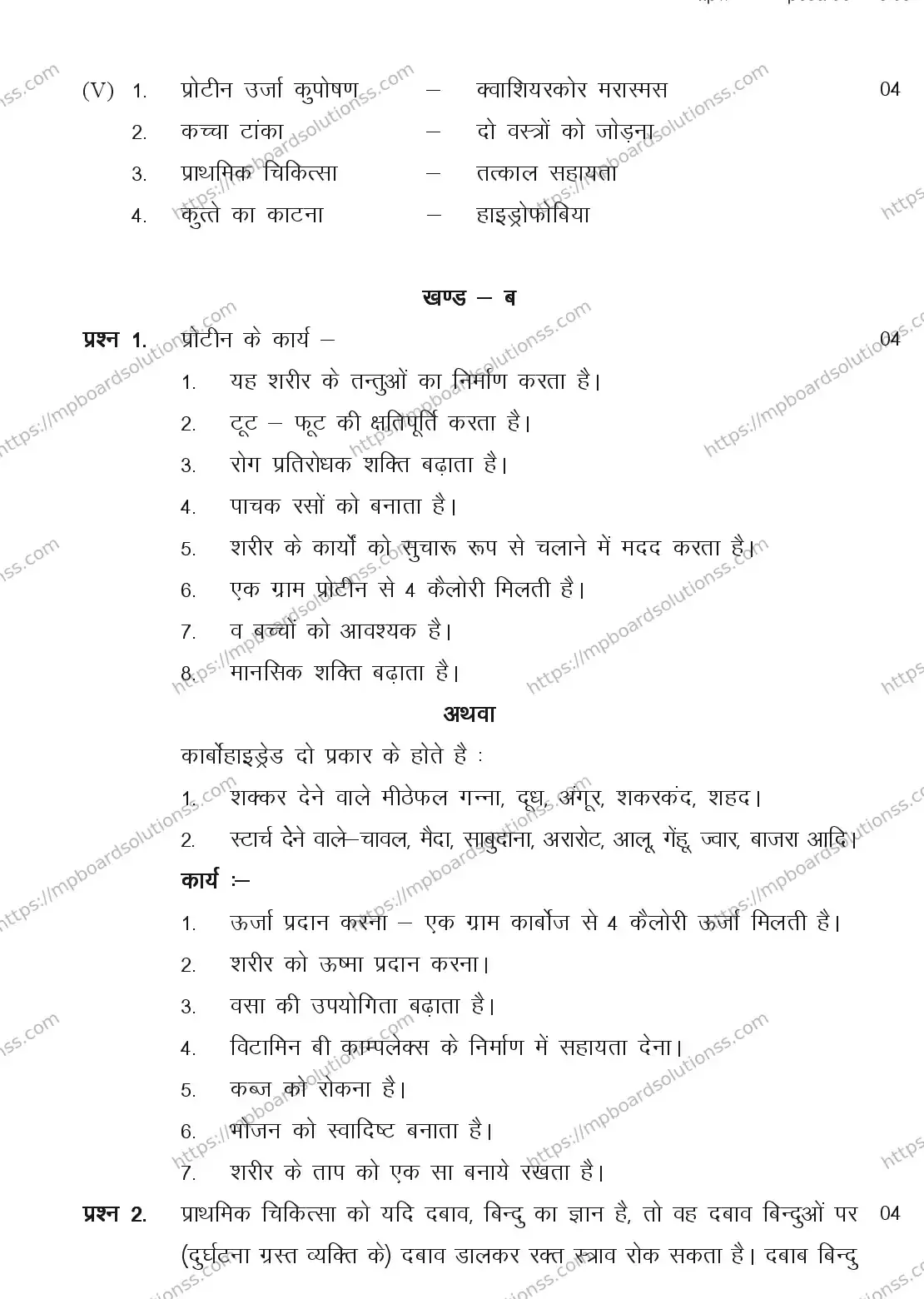 MP Board CLASS 11 ARTS-HOME-SCIENCE 2018 Sample Paper Image 5