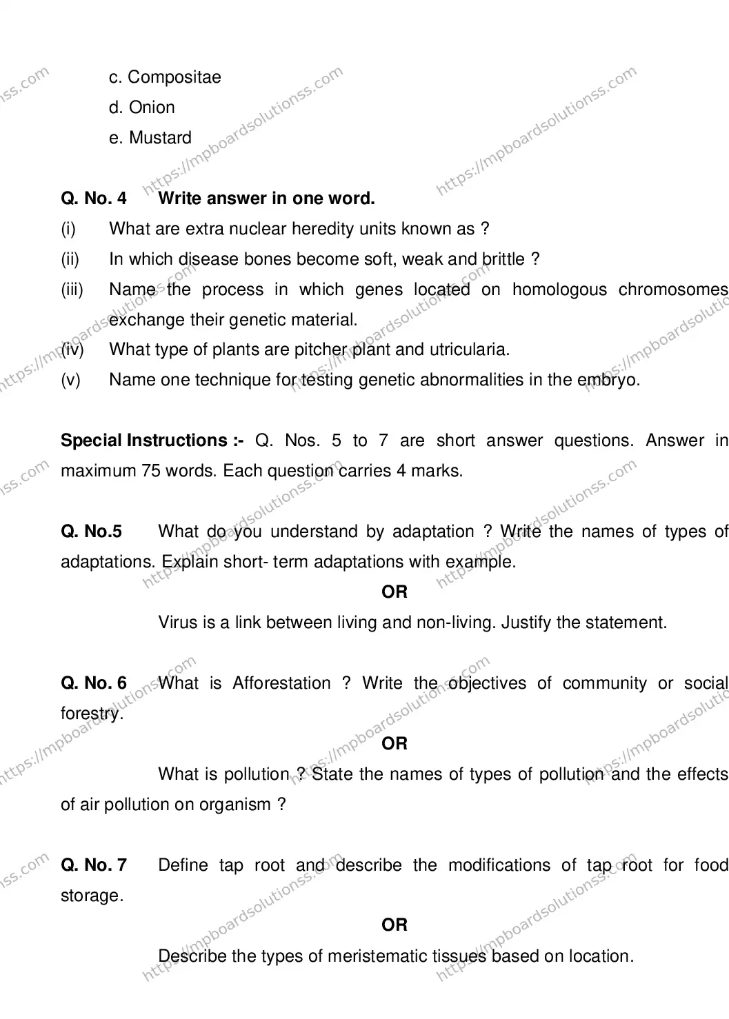 MP Board CLASS 11 BIOLOGY 2018 Sample Paper Image 34