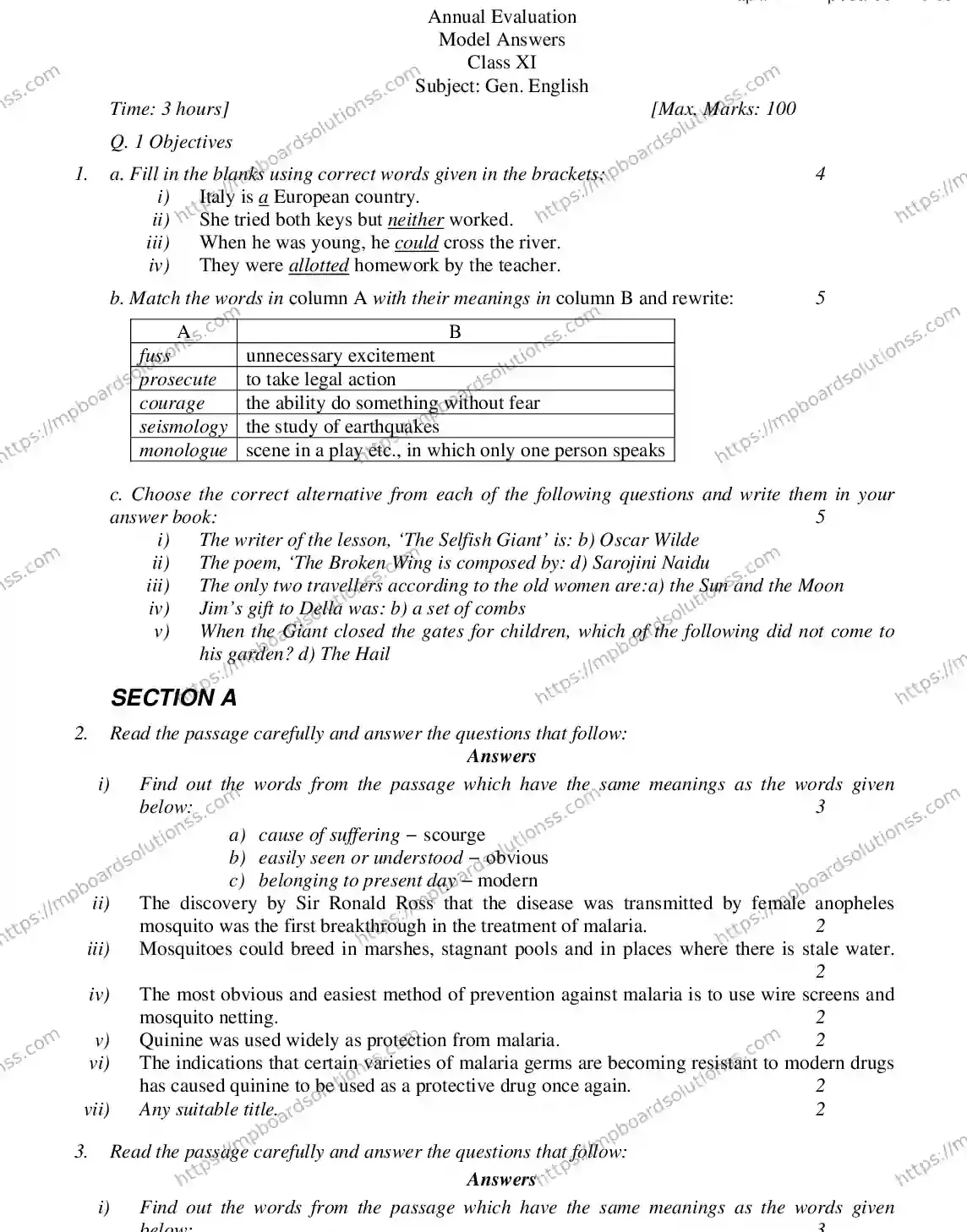MP Board CLASS 11 ENGLISH-GENERAL 2018 Sample Paper Image 6