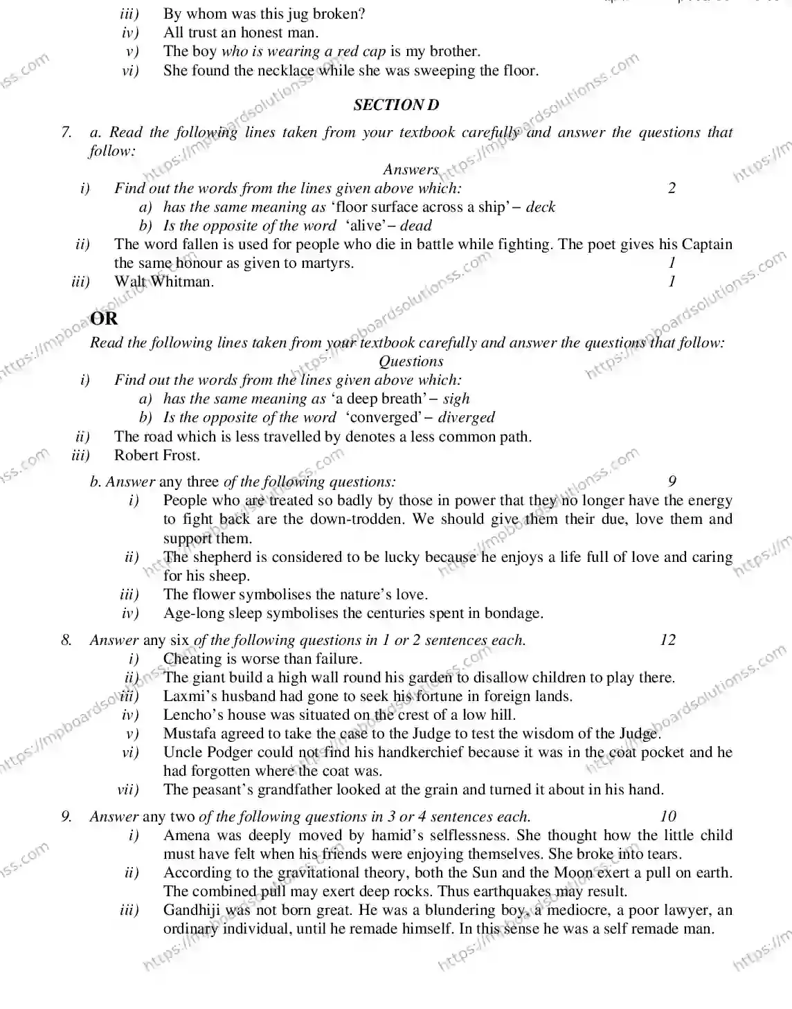 MP Board CLASS 11 ENGLISH-GENERAL 2018 Sample Paper Image 8