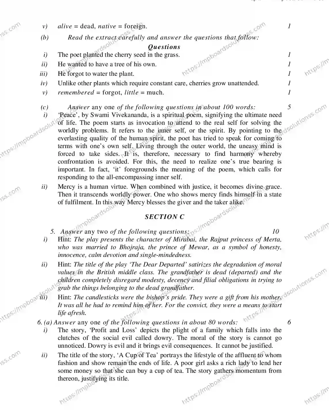 MP Board CLASS 11 ENGLISH-SPECIAL 2018 Sample Paper Image 8