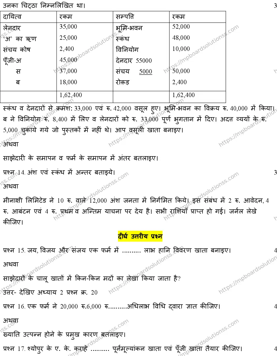 MP Board Class 12 ACCOUNTANCY-SET-A 2020 Sample Paper Image 4