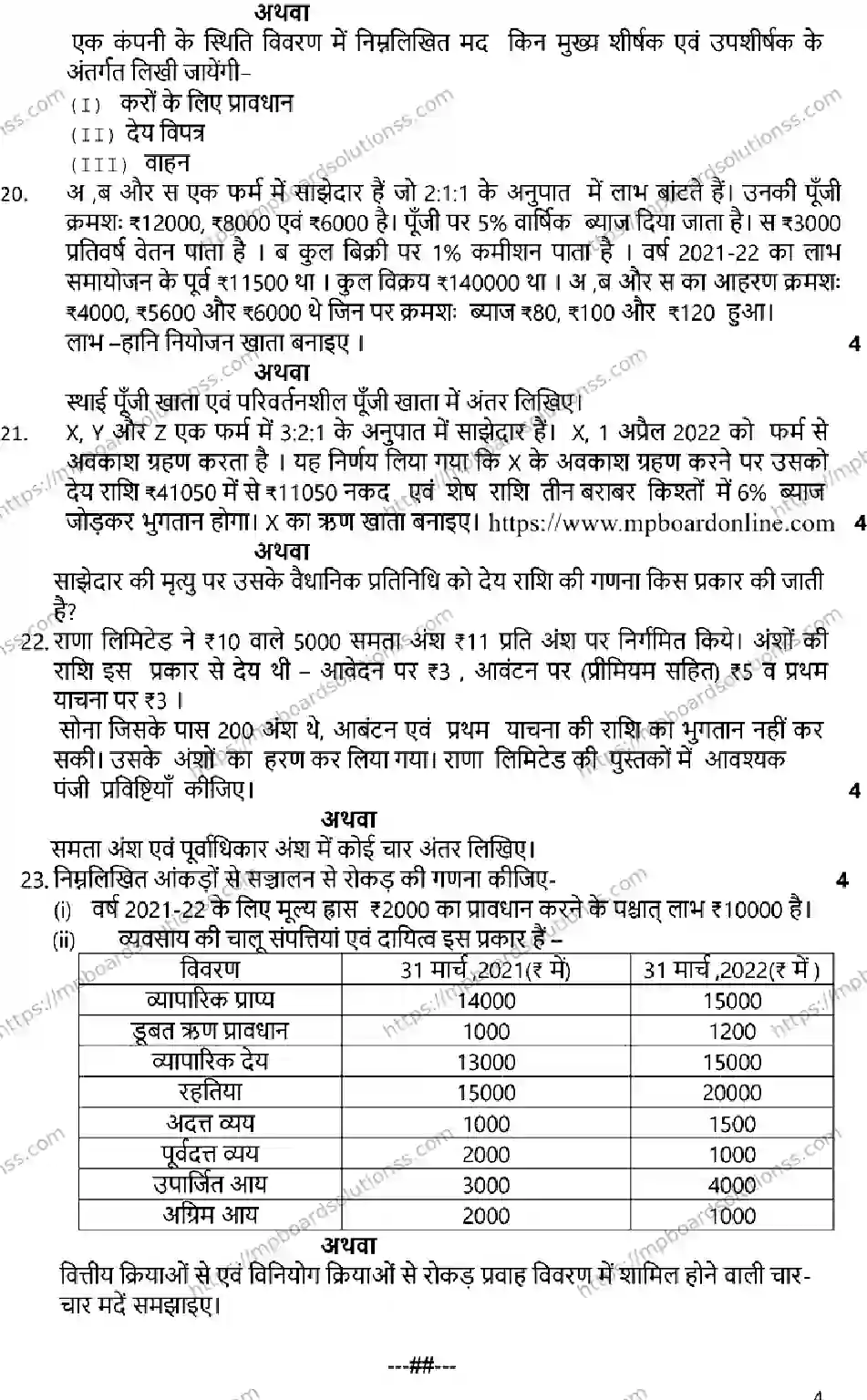 MP Board Class 12 ACCOUNTANCY-SET-A 2023 Sample Paper Image 4