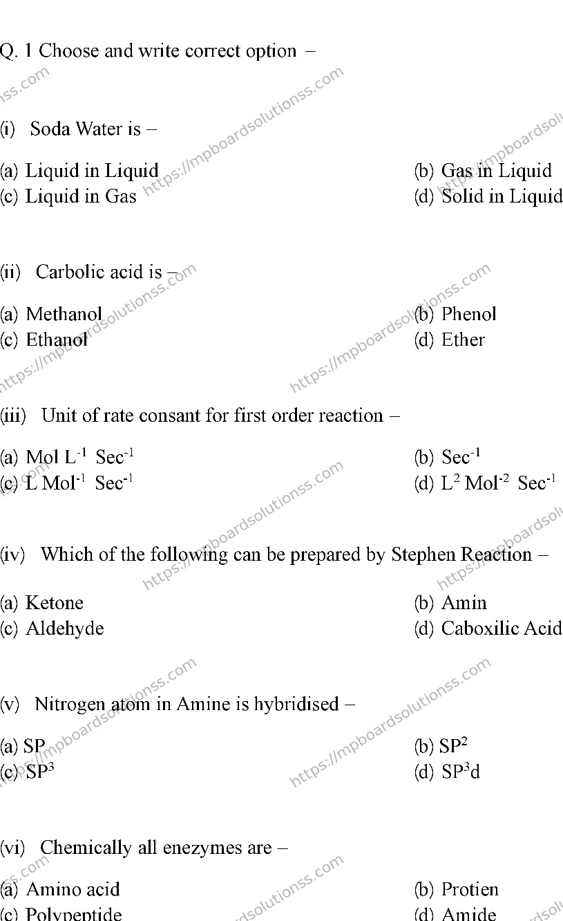MP Board Class 12 CHEMISTRY-SET-A 2024 Sample Paper Image 3