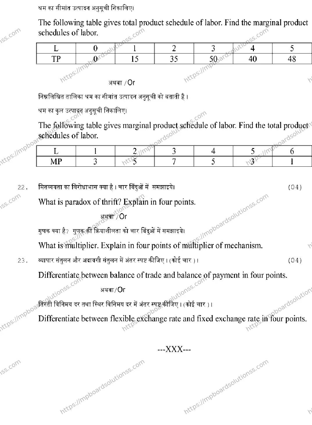 MP Board Class 12 Economics 2026 Sample Paper Image 9
