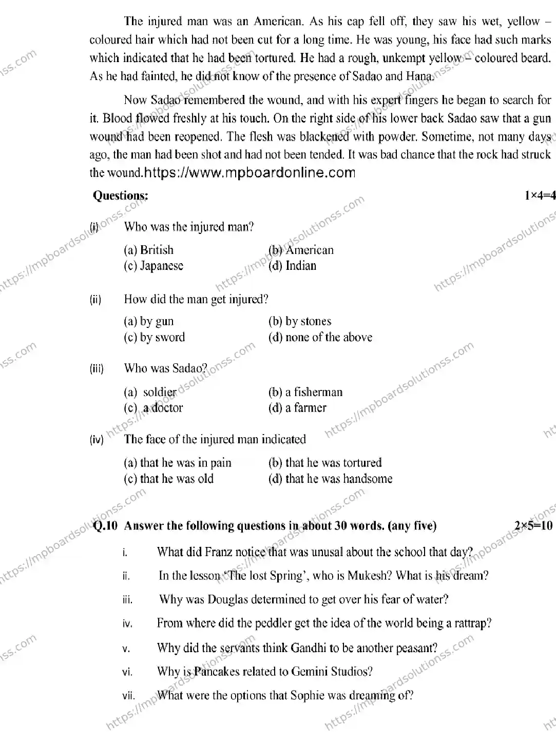 MP Board Class 12 English 2026 Sample Paper Image 6