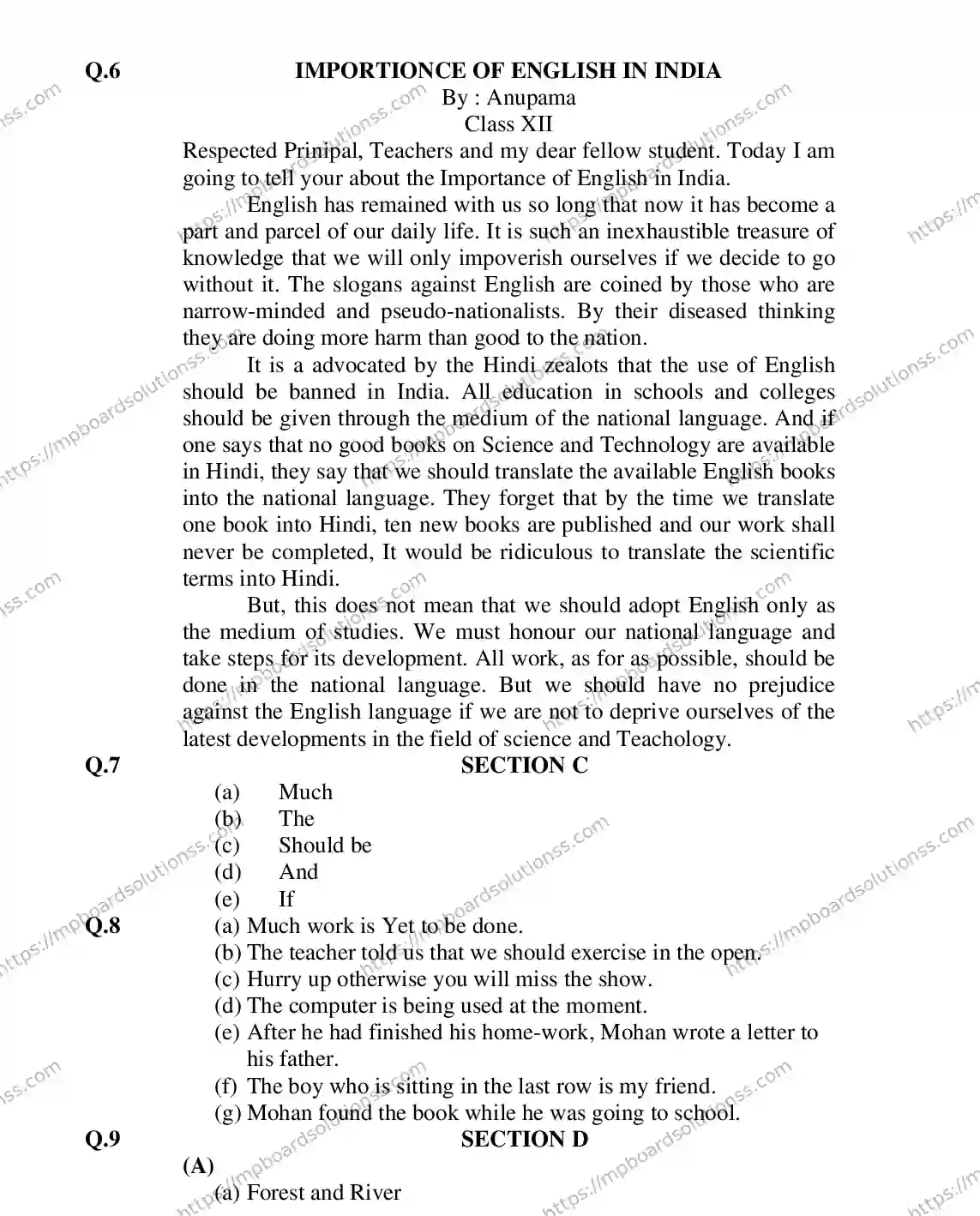 MP Board Class 12 ENGLISH-GENERAL-356564 2018 Sample Paper Image 17