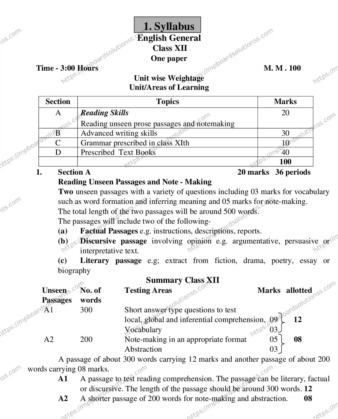 MP Board Class 12 ENGLISH-GENERAL-356564 2018 Sample Paper Image 2