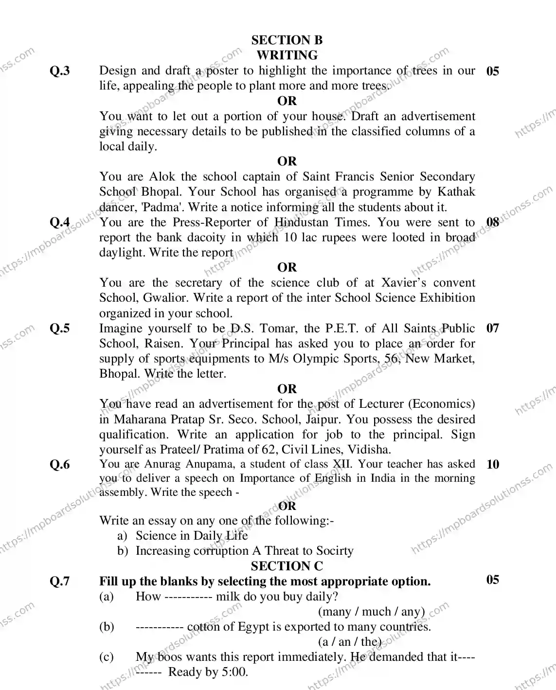 MP Board Class 12 ENGLISH-GENERAL-356564 2018 Sample Paper Image 9