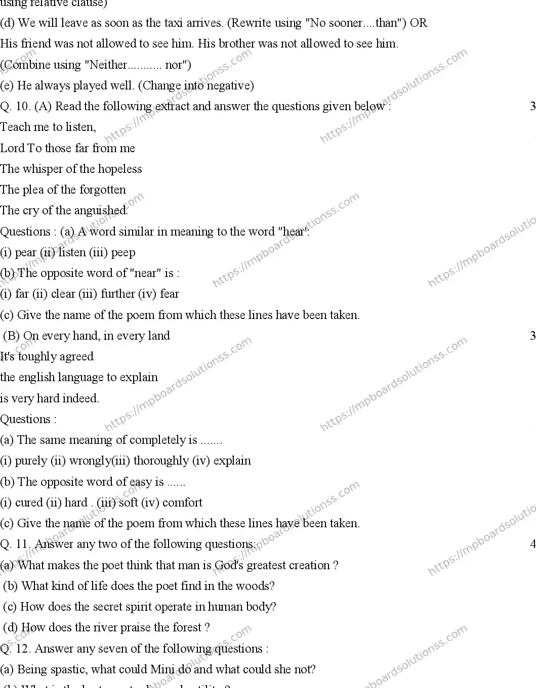 MP Board Class 12 ENGLISH-GENERAL-SET-A 2020 Sample Paper Image 4