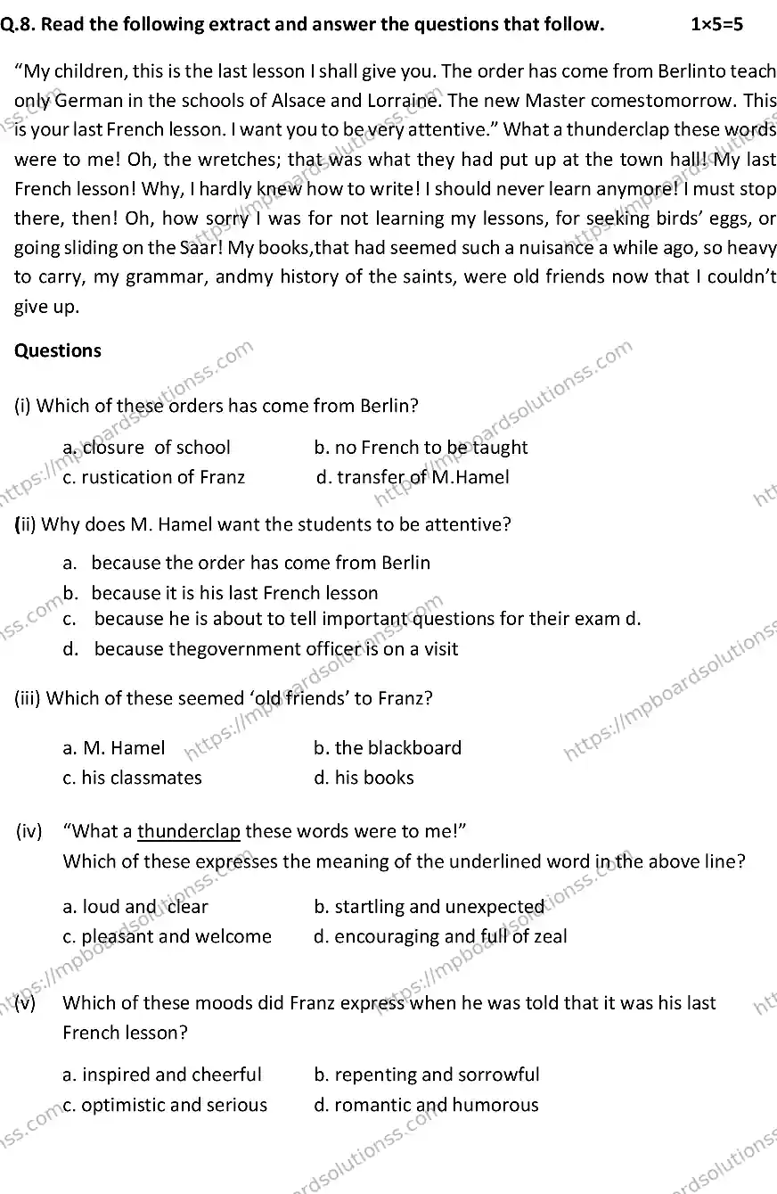 MP Board Class 12 ENGLISH-SET-A 2024 Sample Paper Image 4