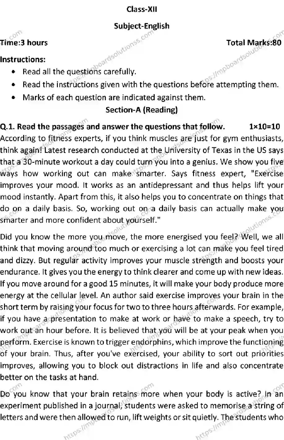 MP Board Class 12 ENGLISH-SET-C 2023 Sample Paper Image 1