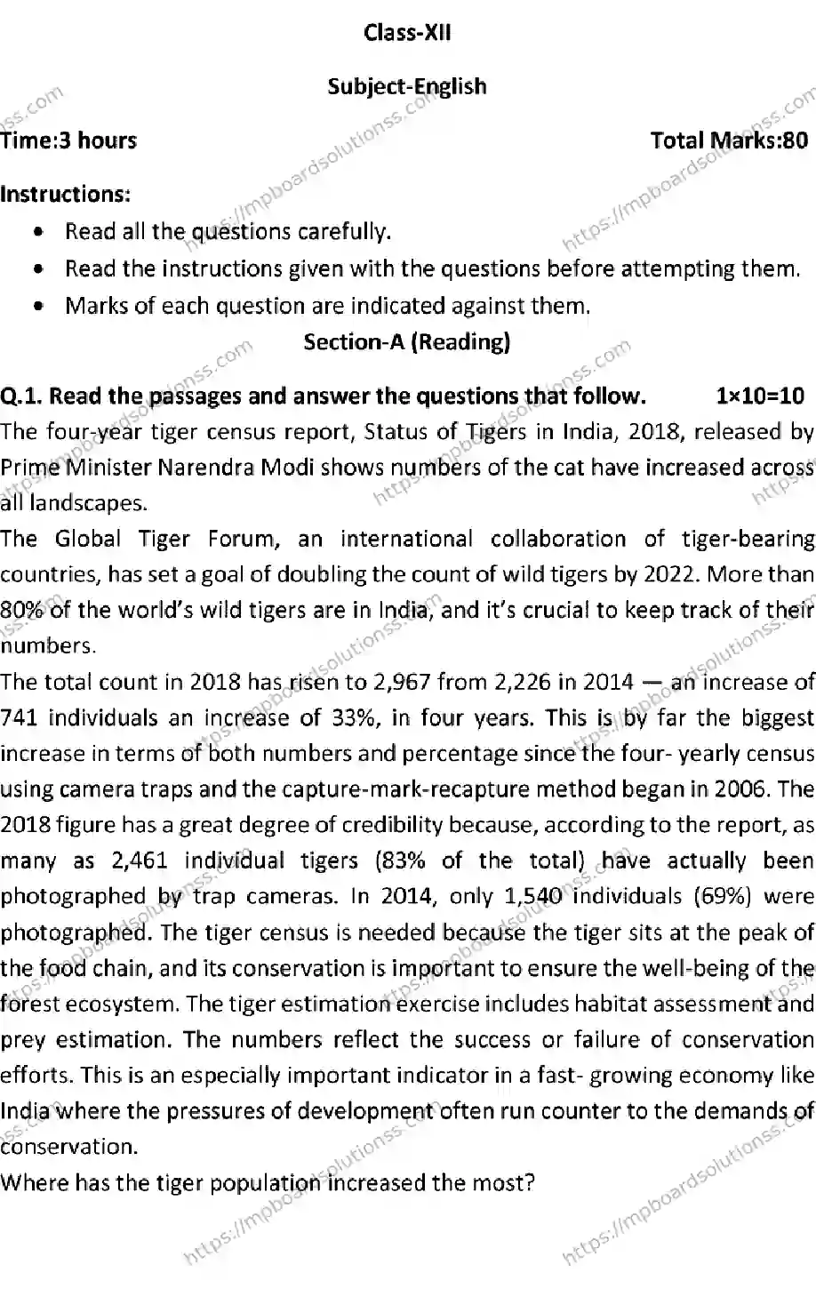 MP Board Class 12 ENGLISH-SET-D 2023 Sample Paper Image 1