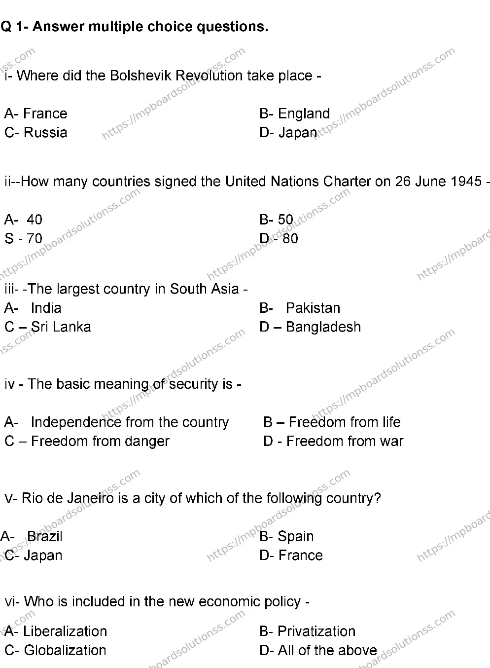 MP Board Class 12 POLITICAL-SCIENCE-SET-A 2024 Sample Paper Image 3