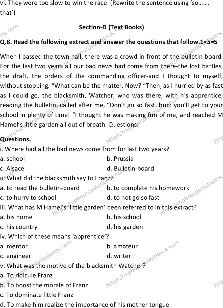 MP Board Class 12 English 2023 Sample Paper Image 6