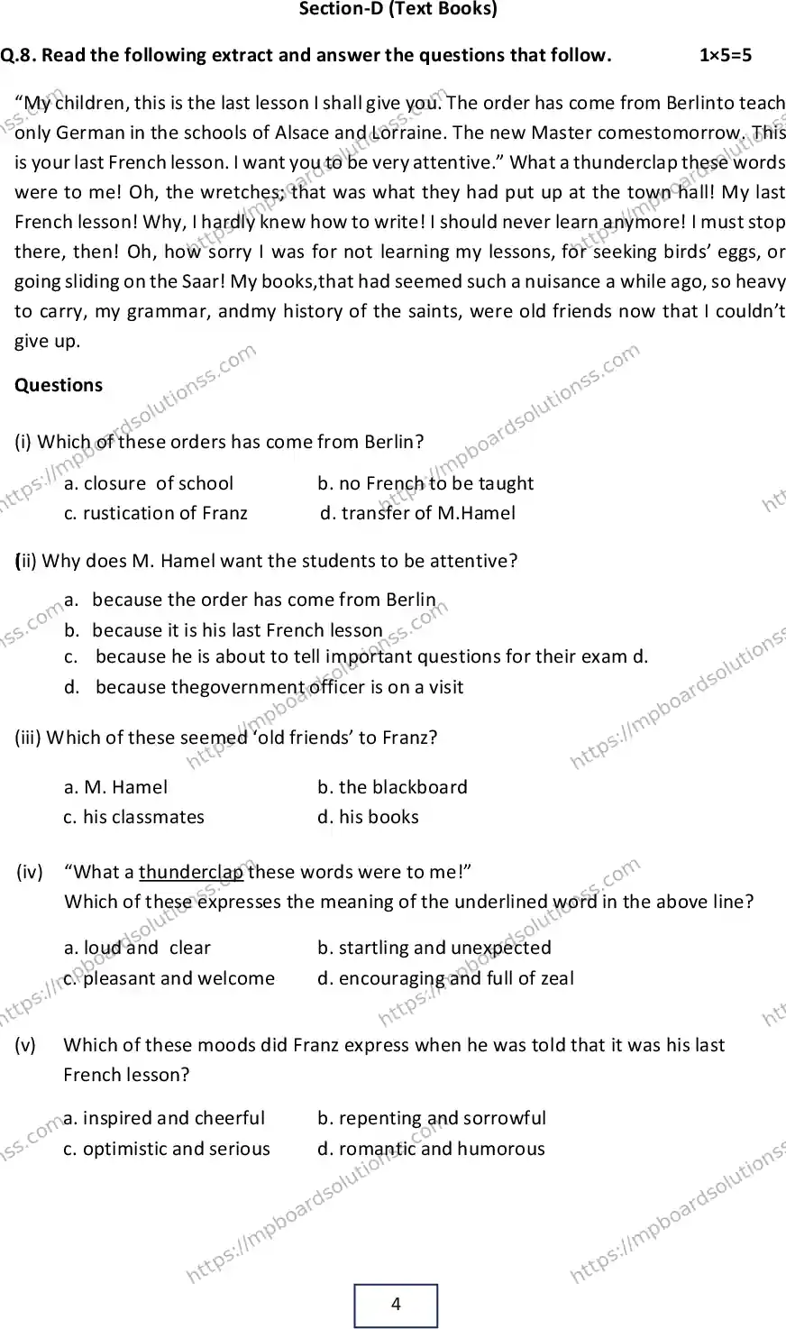 MP Board Class 12 English 2024 Sample Paper Image 4