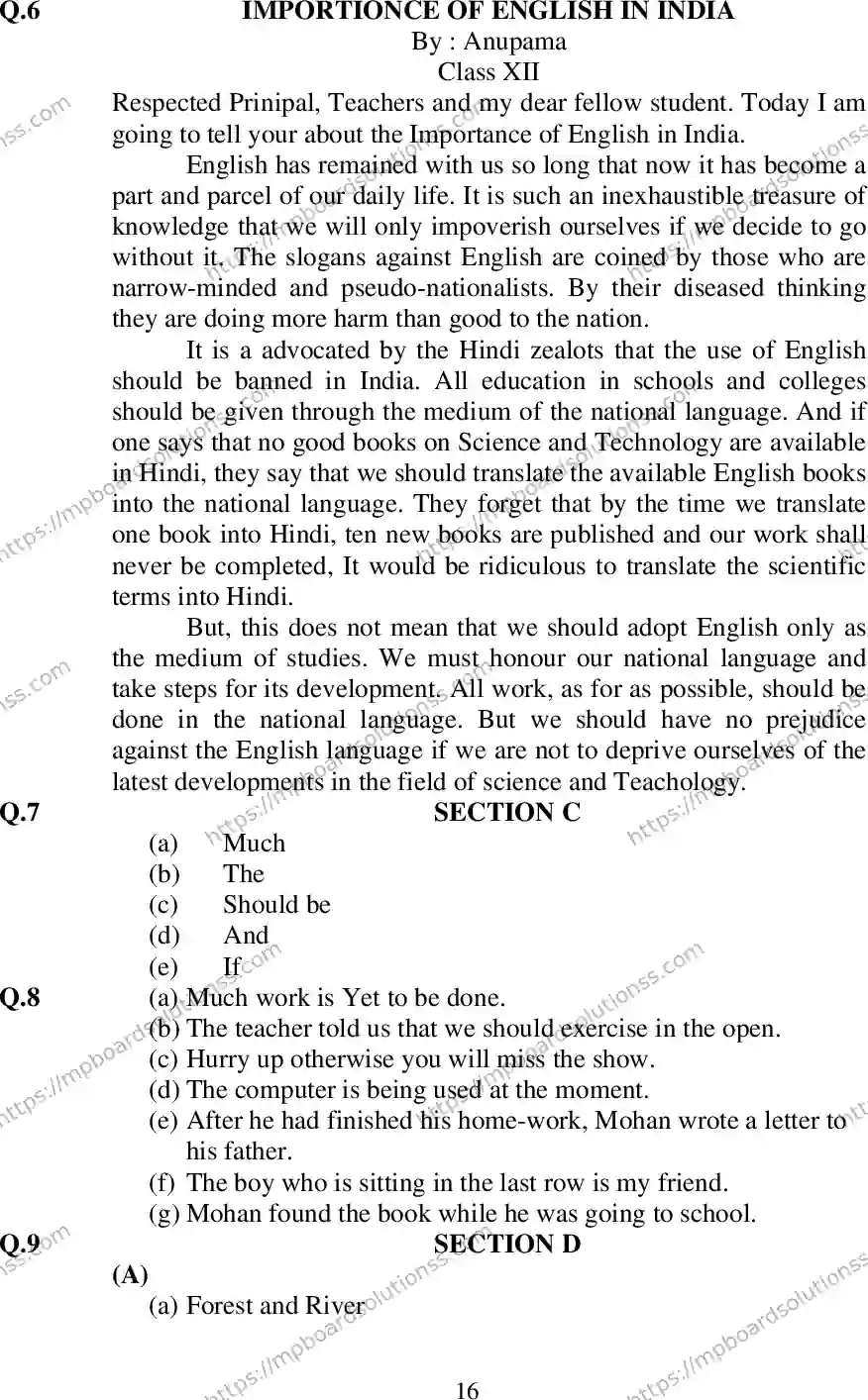 MP Board Class 12 English General 2020 Sample Paper Image 17