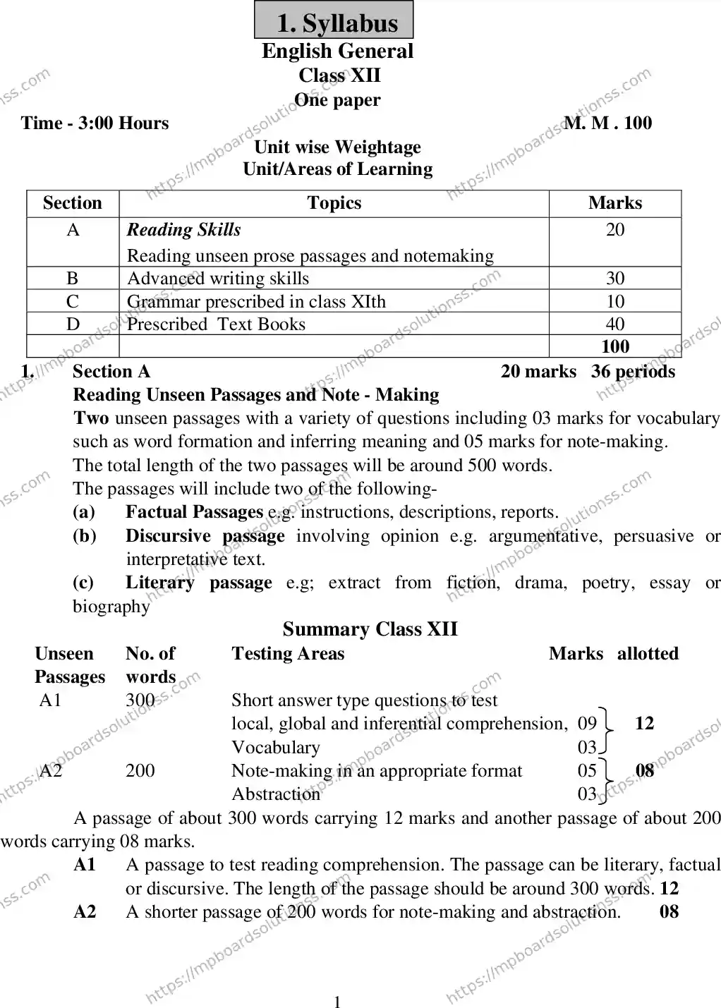 MP Board Class 12 English General 2020 Sample Paper Image 2