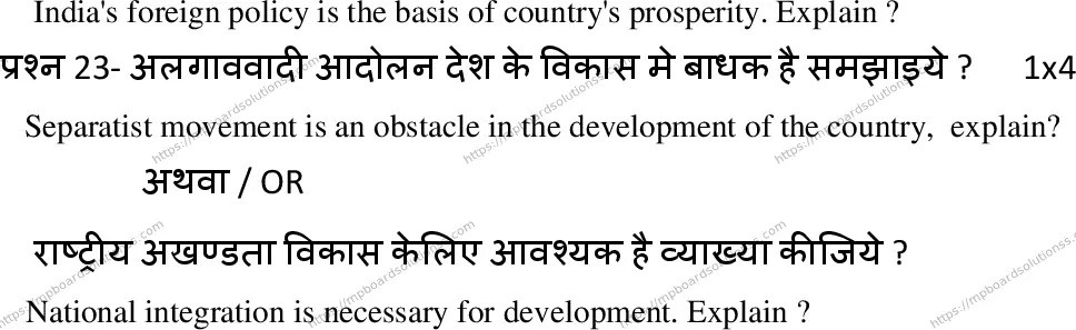 MP Board Class 12 Political Science 2023 Sample Paper Image 10