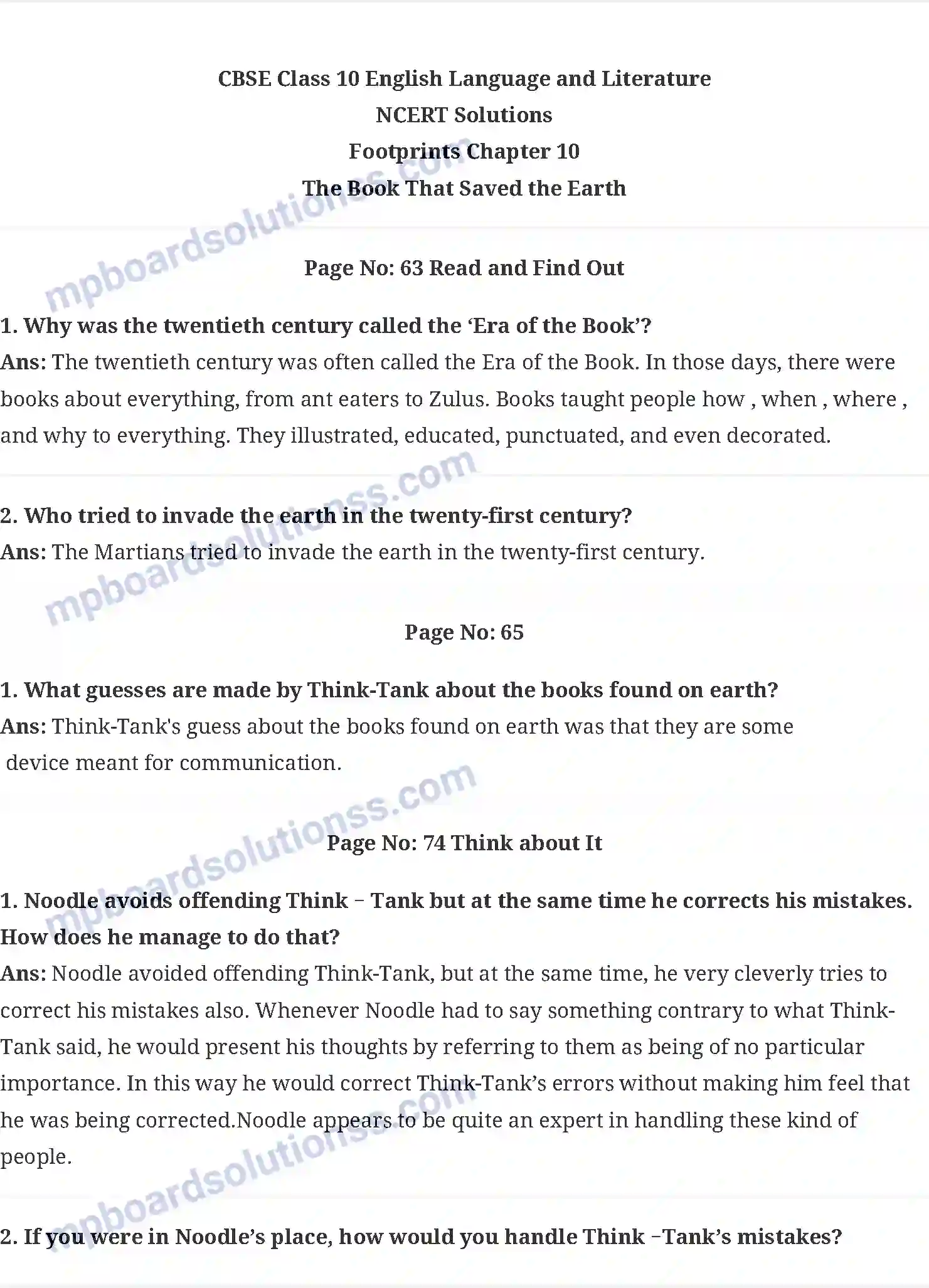 MP Board Book for Class 10 English The Book that Saved the Earth Image 1