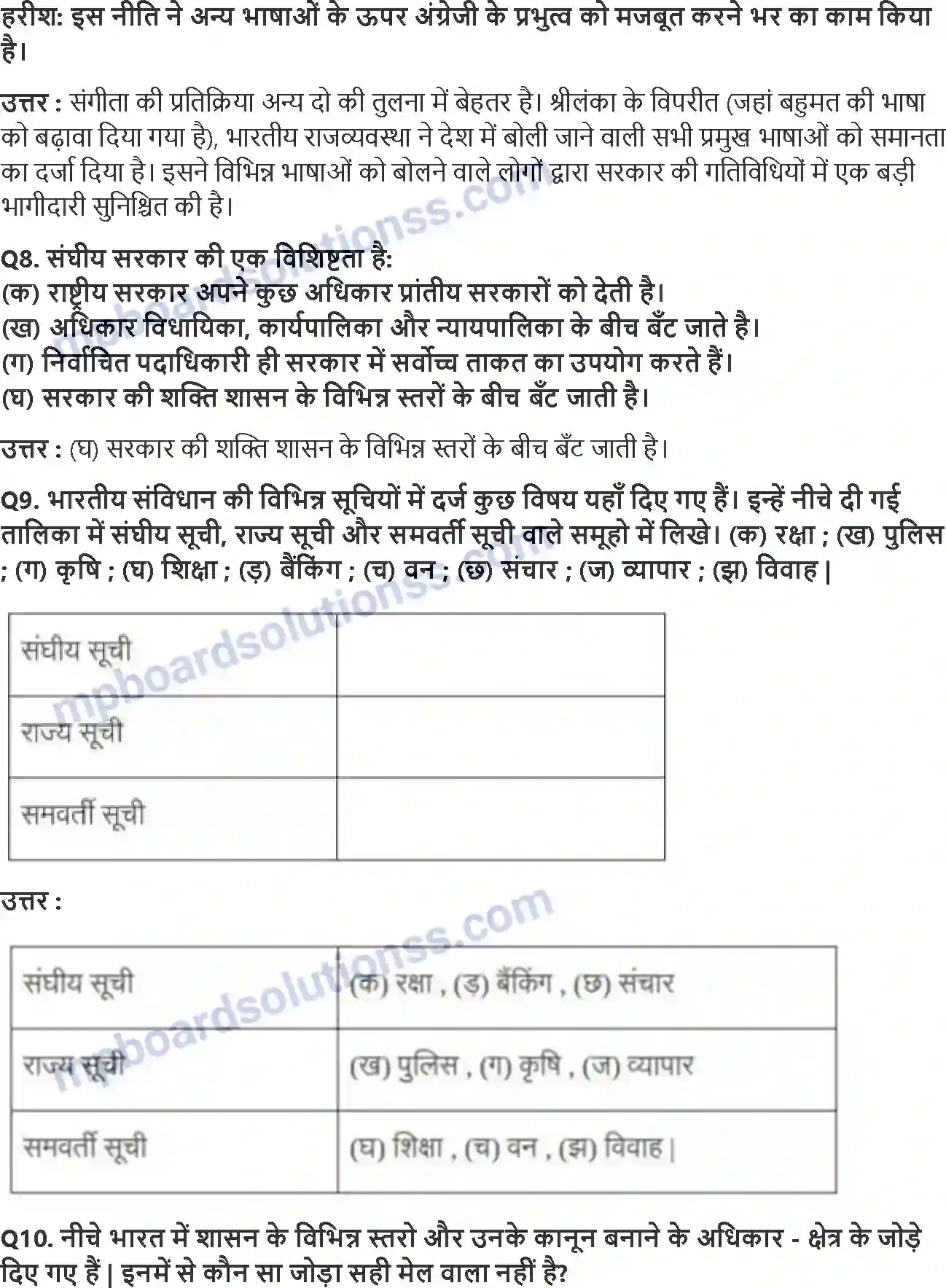 MP Board Book for Class 10 Social Science संघवाद Image 4
