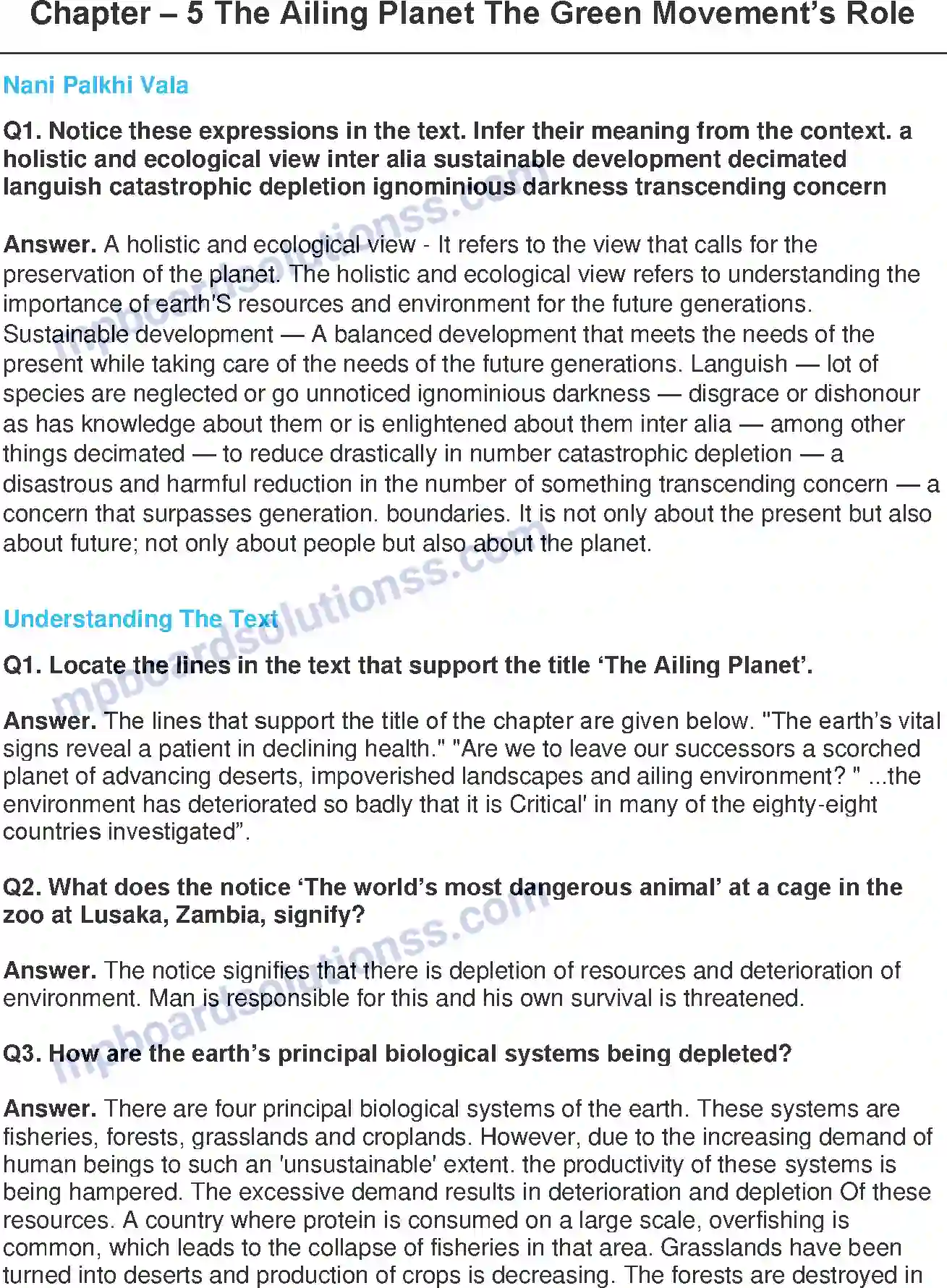 MP Board Book for Class 11 English The Ailing Planet the Green Movement’s Role Image 1