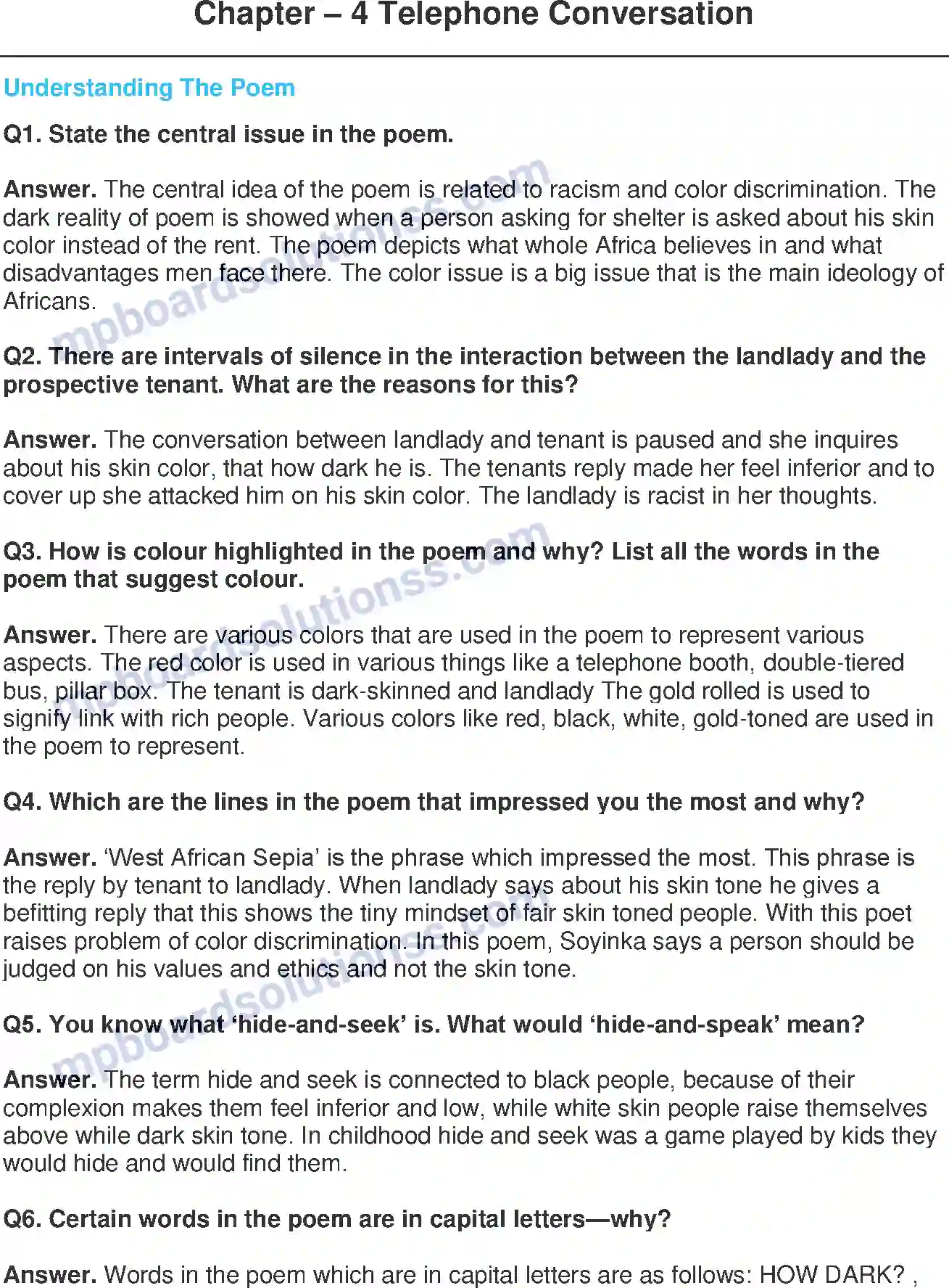 MP Board Book for Class 11 English Telephone Conversation - (Poetry) Image 1
