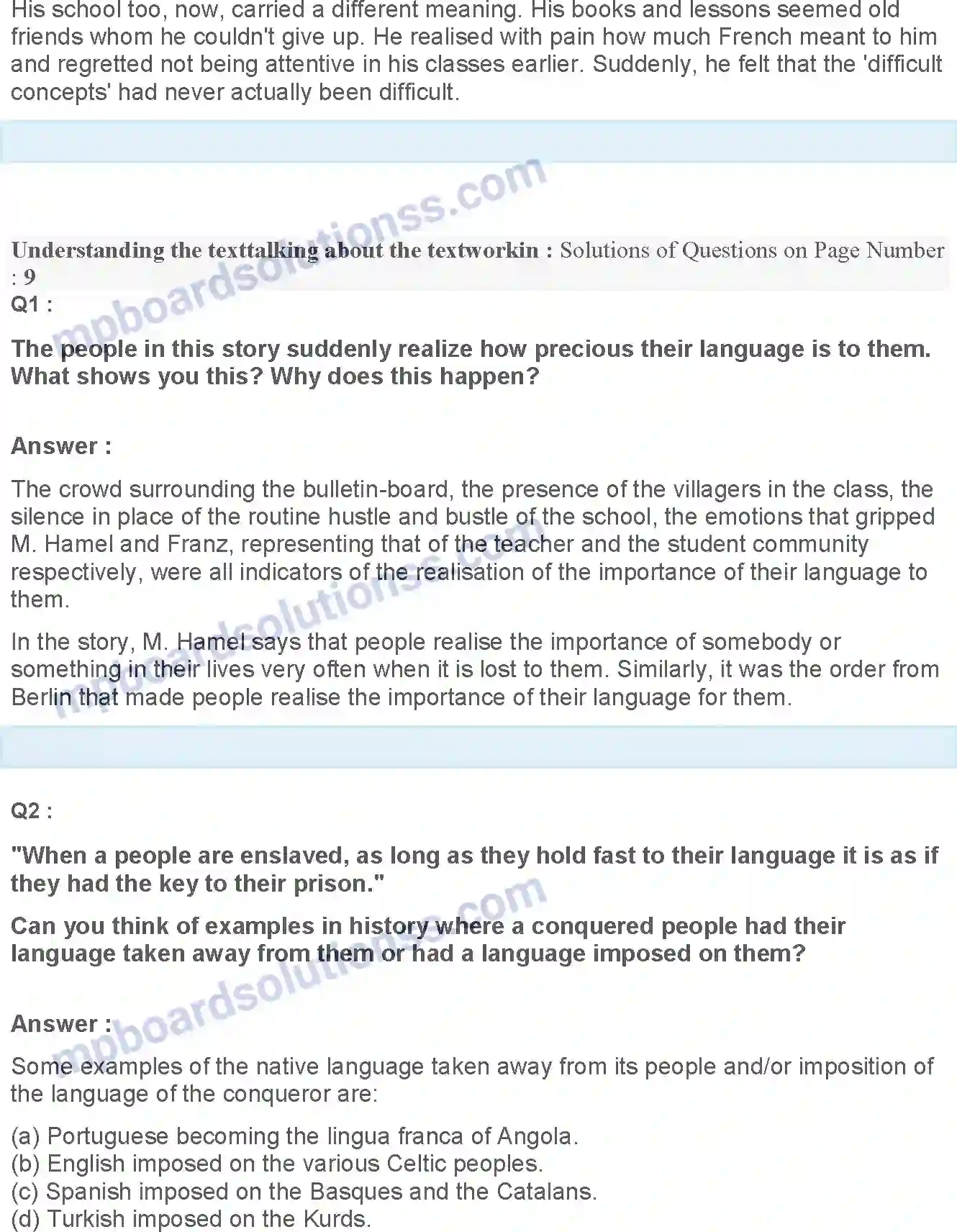 MP Board Book for Class 12 English The Last Lesson Image 3