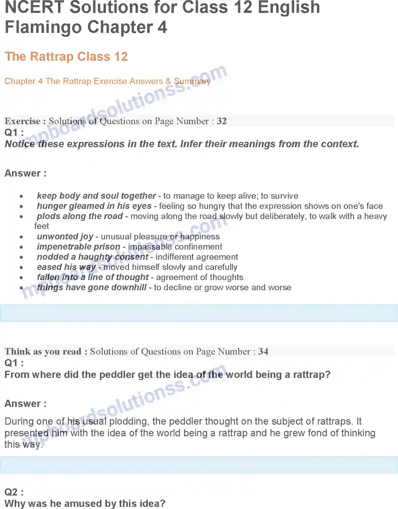 MP Board Book for Class 12 English The Rattrap Image 1