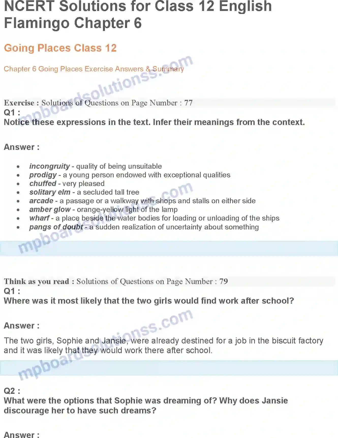 MP Board Book for Class 12 English Going Places Image 1