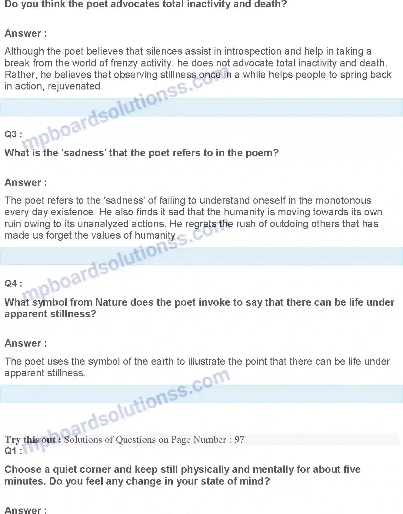 MP Board Book for Class 12 English Keeping Quiet Image 2