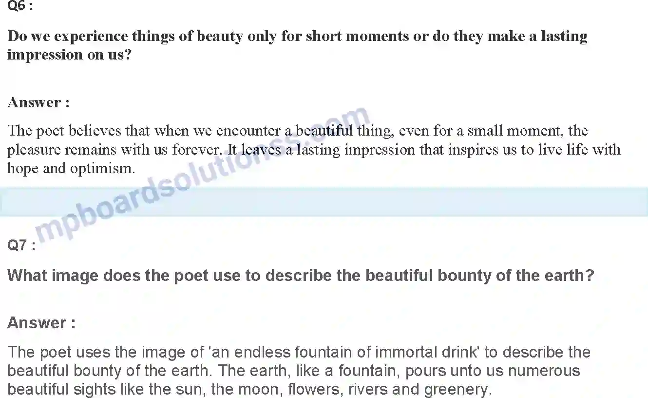 MP Board Book for Class 12 English A Thing of Beauty Image 3