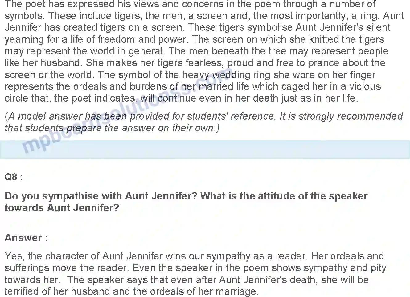 MP Board Book for Class 12 English Aunt Jennifer’s Tigers Image 4