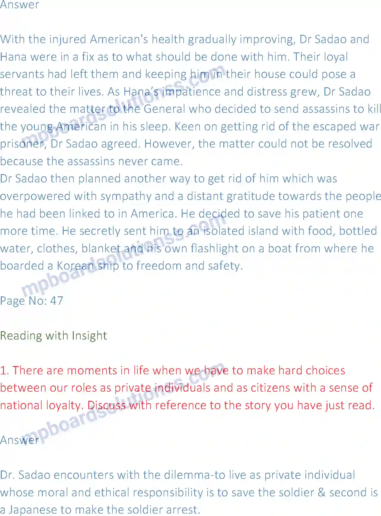 MP Board Book for Class 12 English The Enemy Image 4
