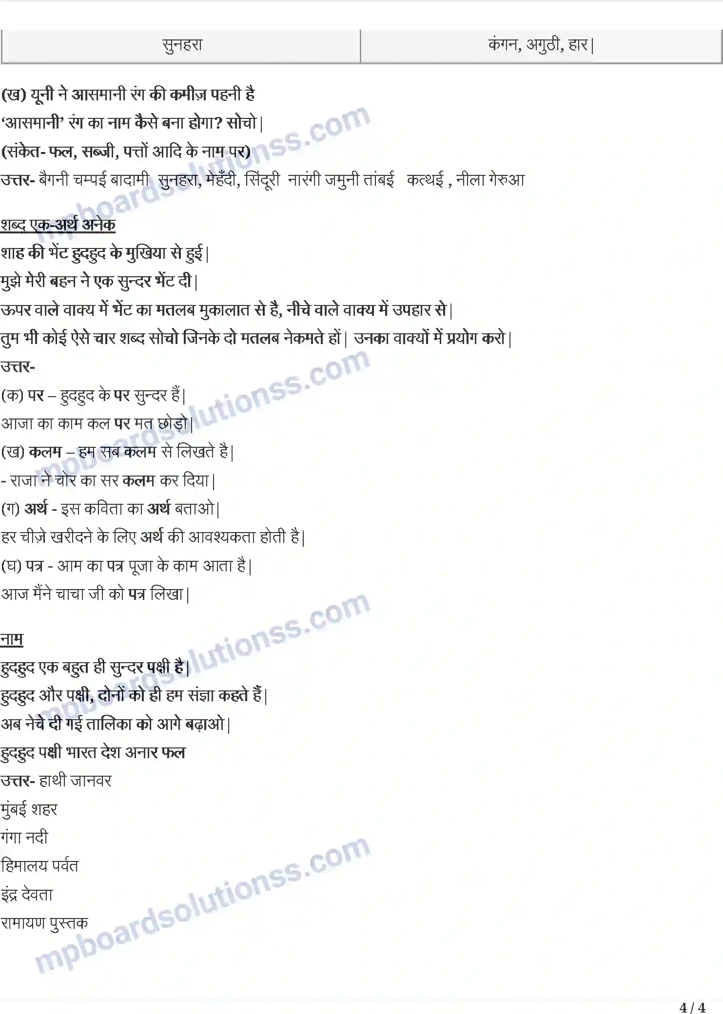 MP Board Book for Class 4 Hindi हुदहुद Image 4