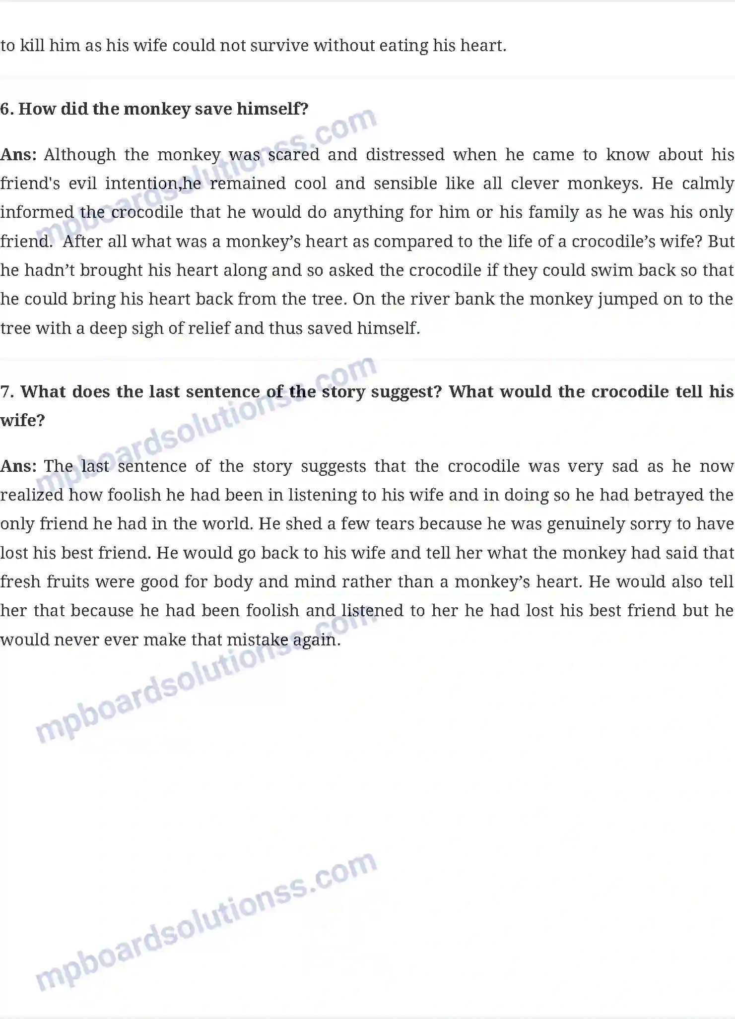 MP Board Book for Class 6 English The Monkey and The Crocodile Image 2